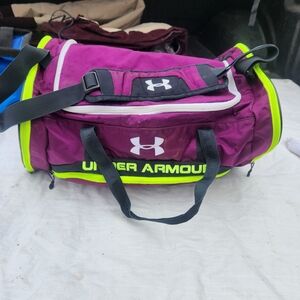 Under Armour Magenta and Neon Yellow Duffel Bag